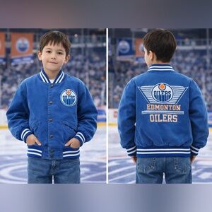Vintage Edmonton Oilers unisex Size 12 (youth) Blue Varsity Jacket